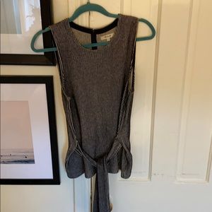 Striped sweater tank with belt